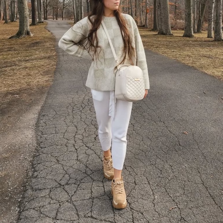 Fibflx Wool Blend Checkered Green Oversized Sweater — image 5 of 5
